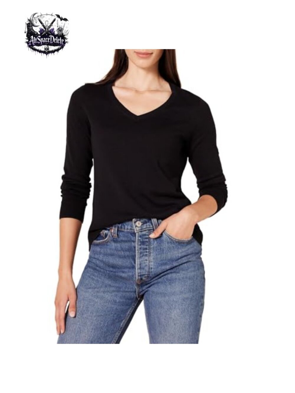 Women's Lightweight Long Sleeve V-Neck Ribbed Pullover Sweater Regular Fit